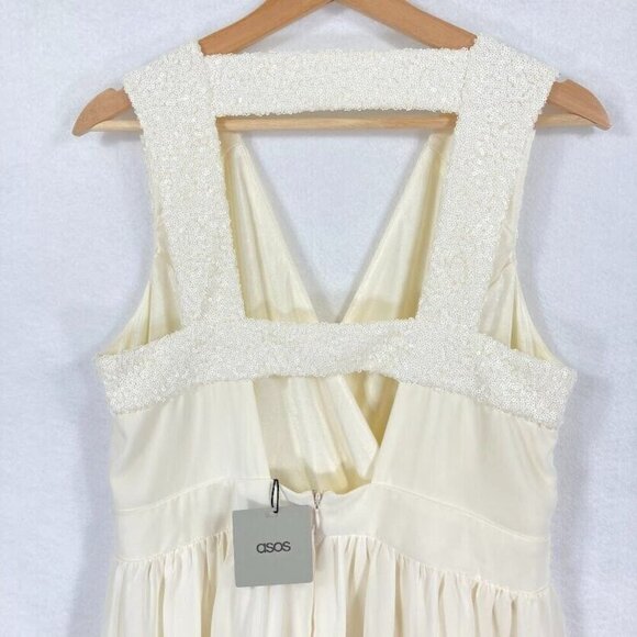 Asos Sequin Sleeveless Dress V-Neck Cut Out Back Fairy Coquette Feminine NWT - Picture 6 of 10